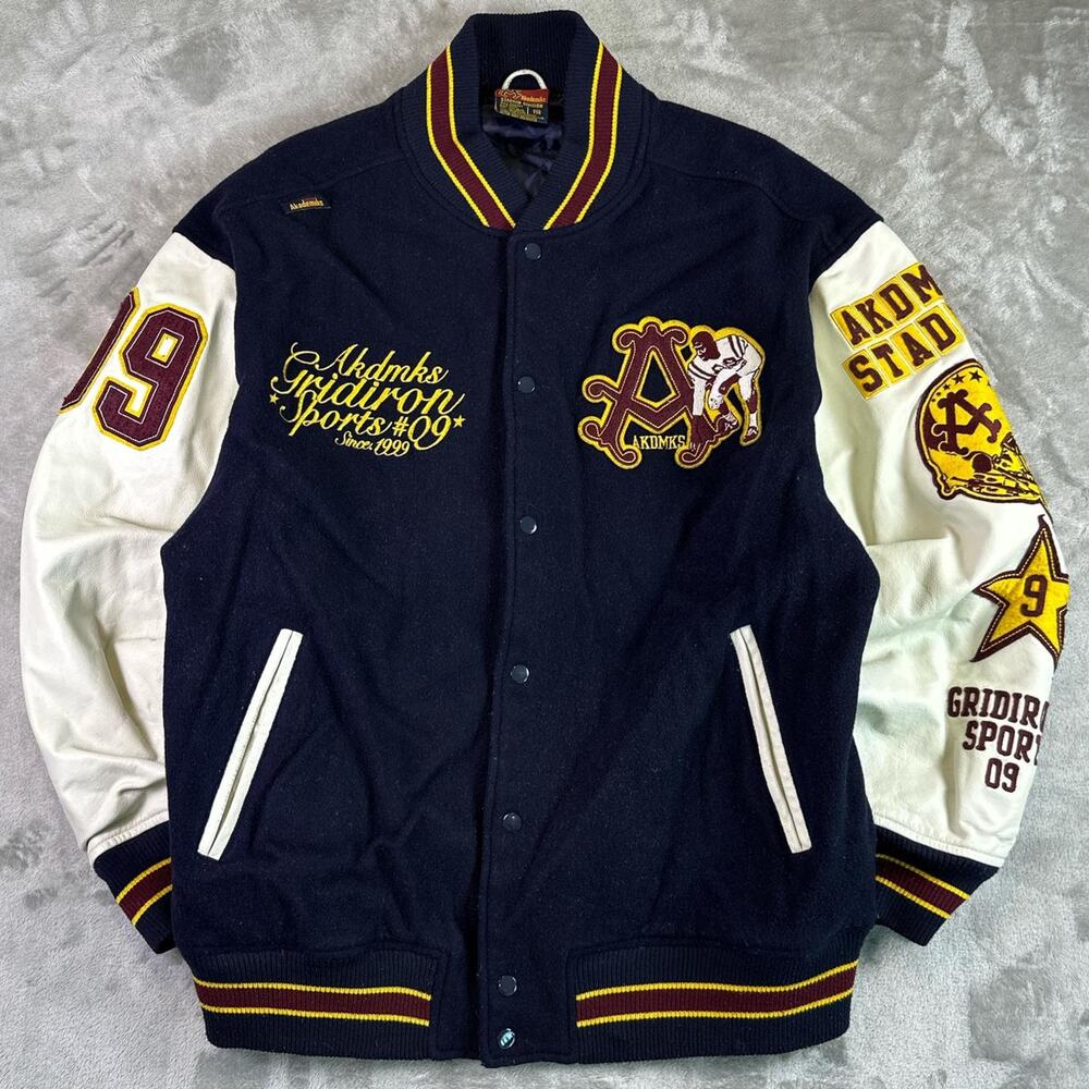 Y2K Akademiks Varsity Jacket Men’s XXL Wool Leather Stadium Division Streetwear